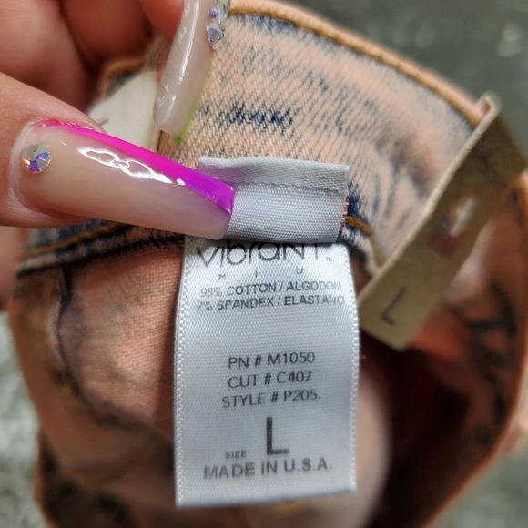 Vibrant M.I.U. Distressed Coral Cutoff Shorts - Picture 6 of 8